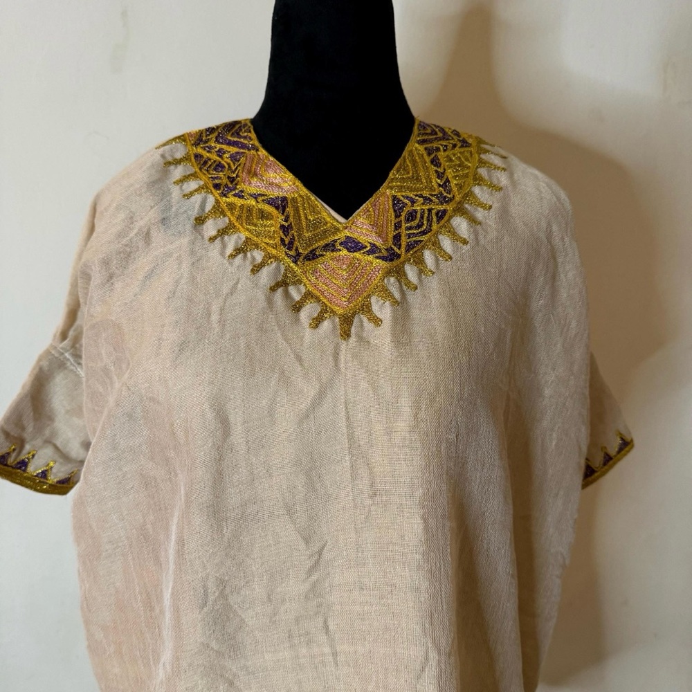 Embroidered Beige Top